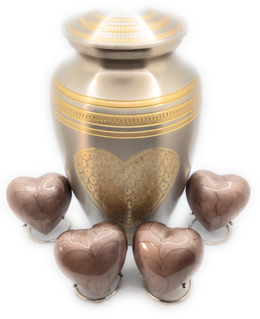 Heart of Gold Brass Urn