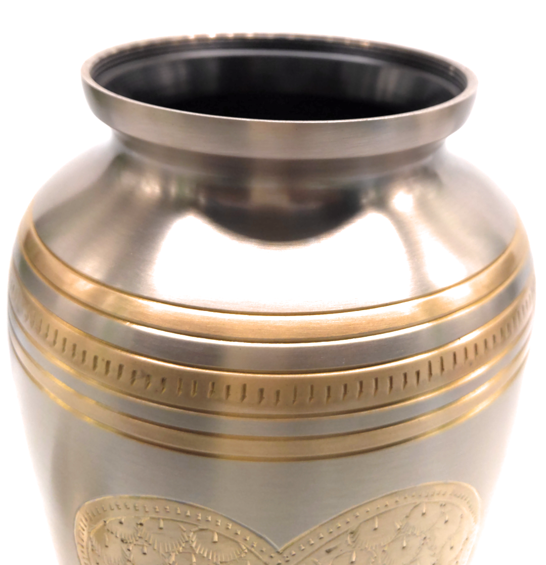 Heart of Gold Brass Urn